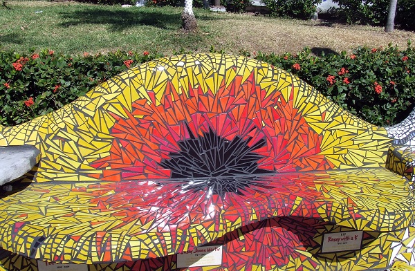 A mosaic bench in downtown Puerto Vallarta, Mexico