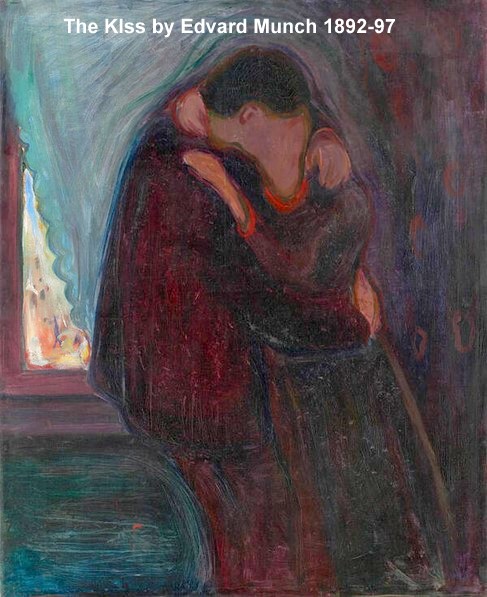 The Kiss (1892-97) by Edvard Munch is abstract and drab compared to Klimt’s painting of the Kiss but still very abstract