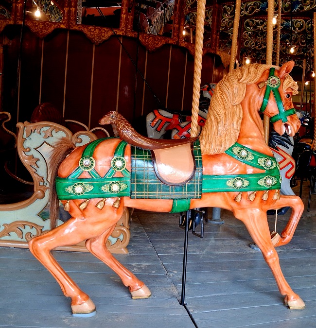 green halter and harness side-view
